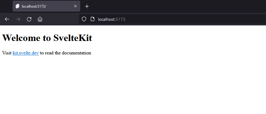La base du site après installation de SvelteKit